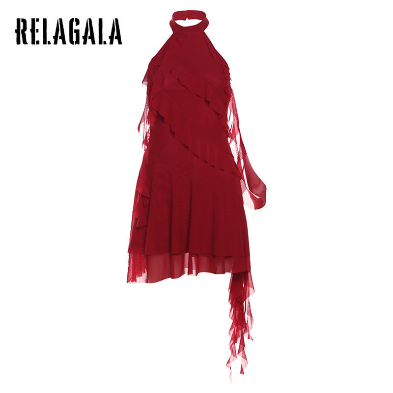 Relagala ชุดเดรส เปิดหลังเซ็กซี่ เข้ารูป สีพื้น แฟชั่นสําหรับสตรี 2024