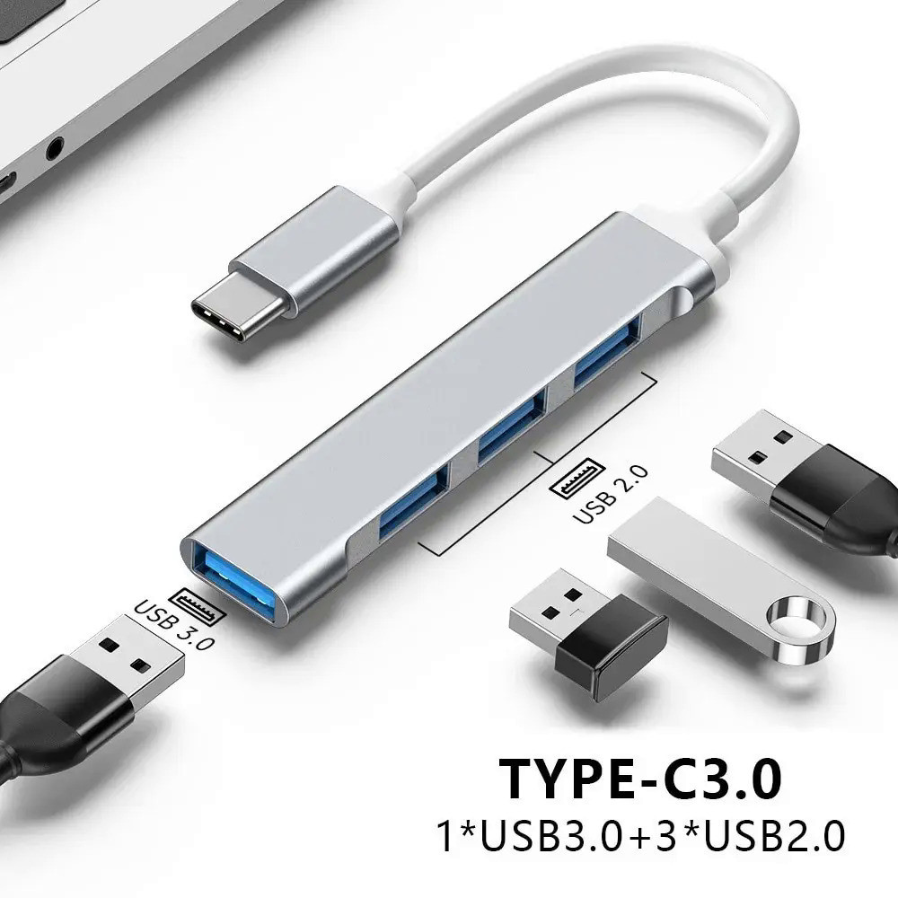 อะแดปเตอร์ฮับ USB Type C 4 พอร์ต USB 3.1 4in1 อะลูมิเนียม รูปที่ 4