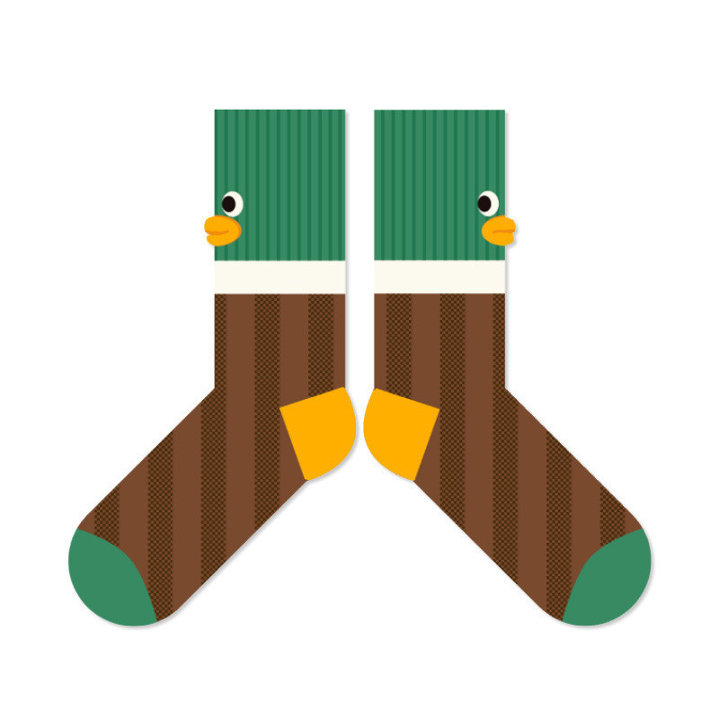 ถุงเท้าข้อกลาง ลายตุ๊กตาเป็ดหน้ายิ้ม สไตล์เกาหลี เหมาะกับฤดูใบไม้ผลิ สําหรับผู้หญิง - รูปที่ 4