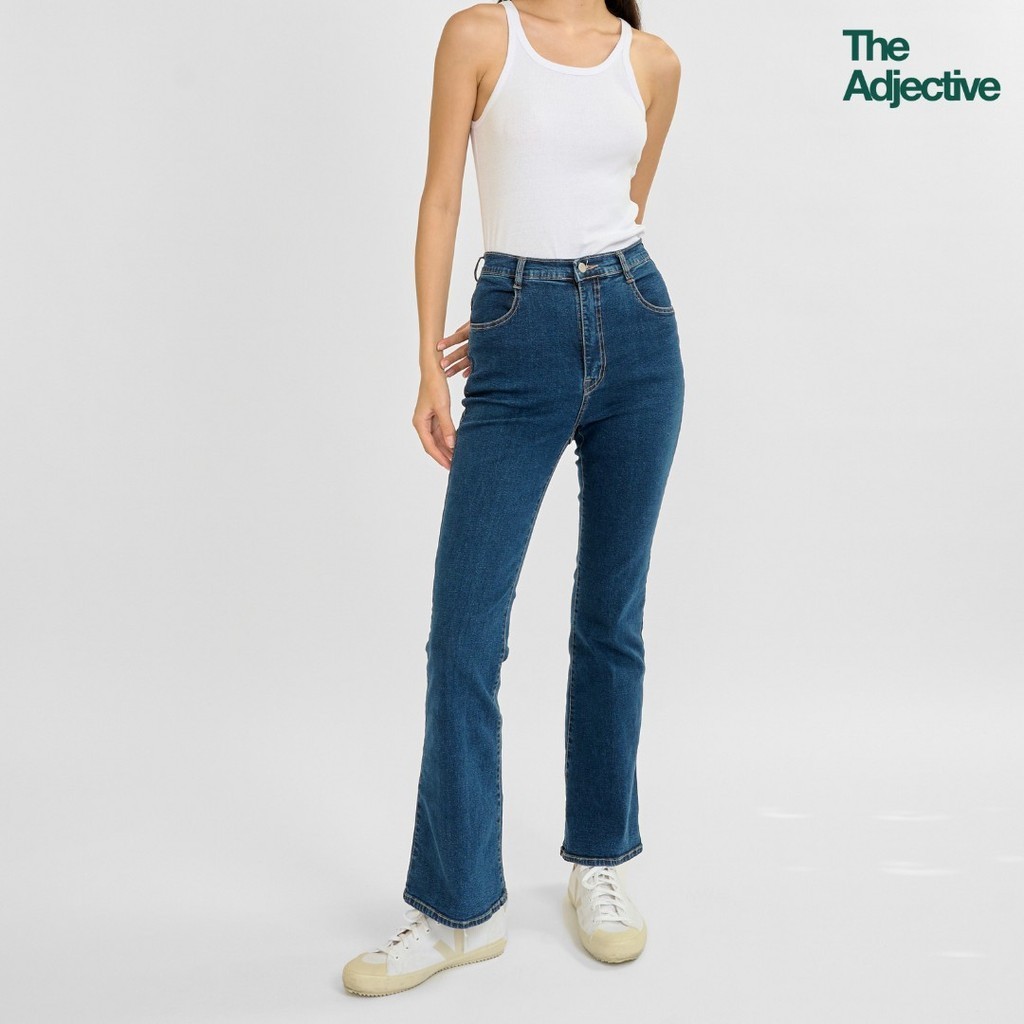 Kochi No Oji/ Classy Flared High Waist Jeans/ ยีนส์ยืด ทรงขาม้า เอวสูง กระชับหุ่น แฟชั่นผู้หญิง ขายา