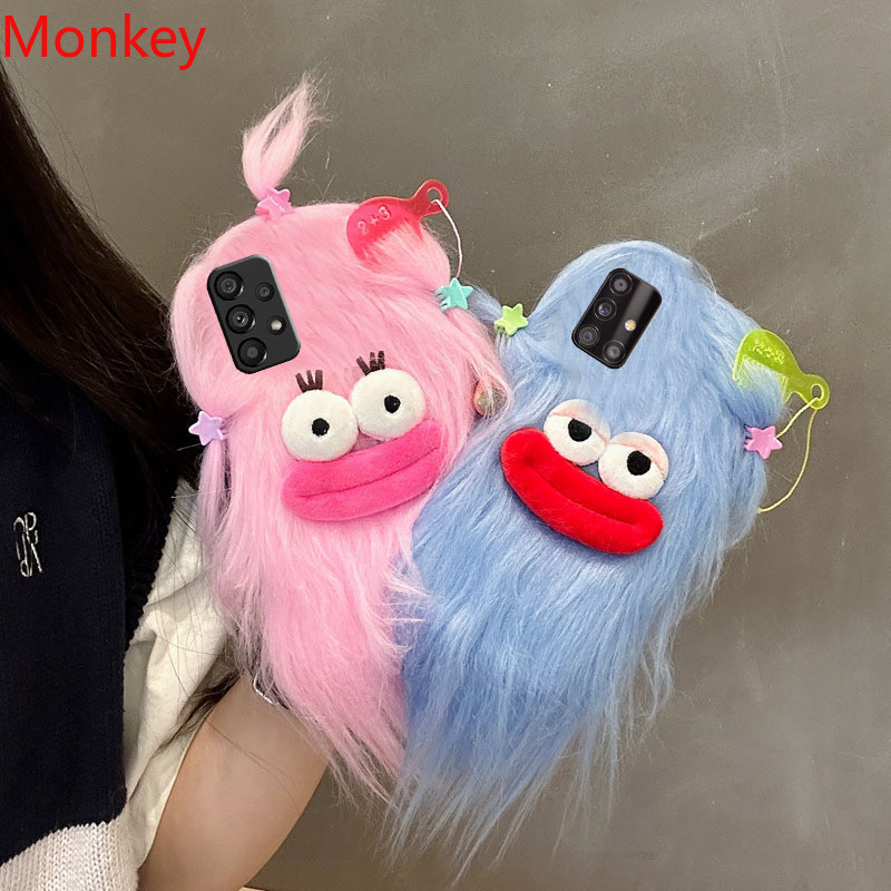เคสโทรศัพท์มือถือ ผ้ากํามะหยี่ขนนิ่ม ลายมอนสเตอร์น่ารัก 3D สไตล์เกาหลี สําหรับ Samsung A04S A03 A13 A23 A33 A53 A73 A51 A71 A21S M13 M14 M53 M54 A9 A8 A7 A5 2018