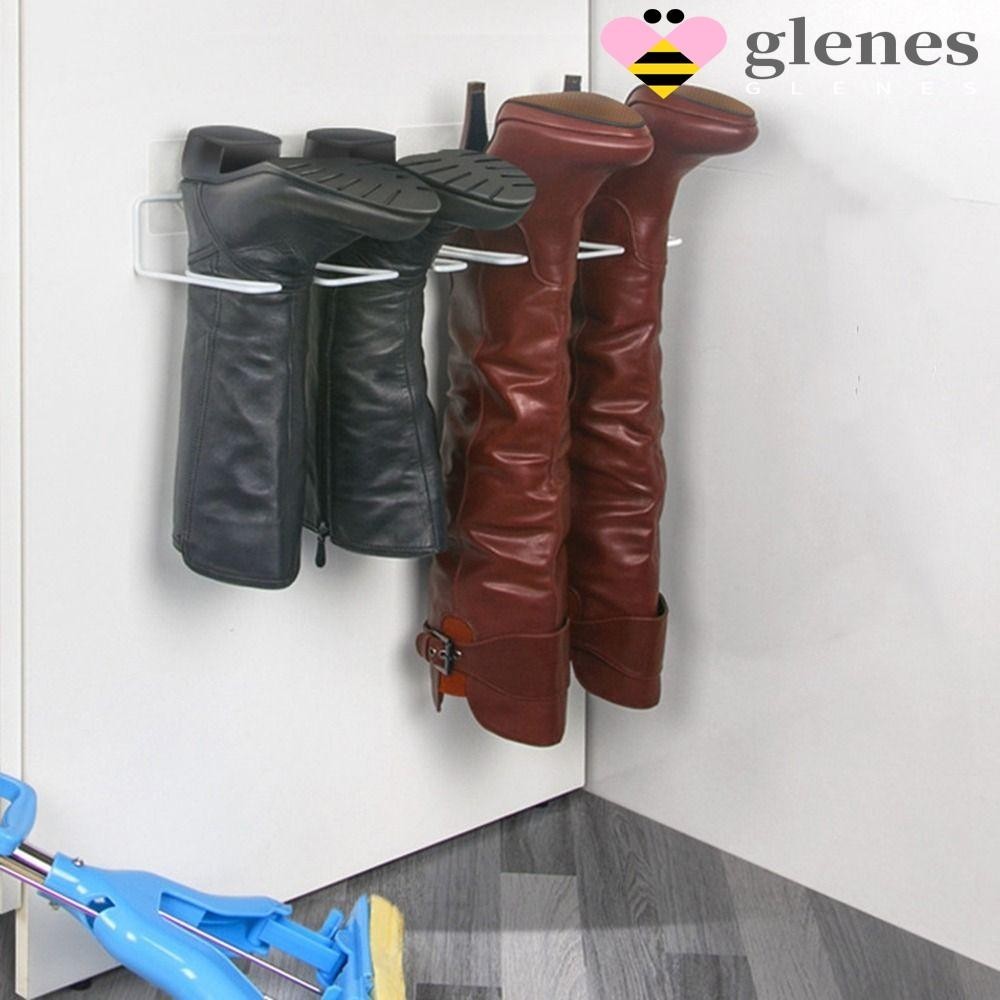 Glenes ชั้นวางรองเท้าบูทยาว, ชั้นเก็บรองเท้าบูท มีกาวในตัว สีขาว, เหล็กติดผนัง แบบเรียบง่าย กันฝุ่น รองรับหอพักวิทยาลัย