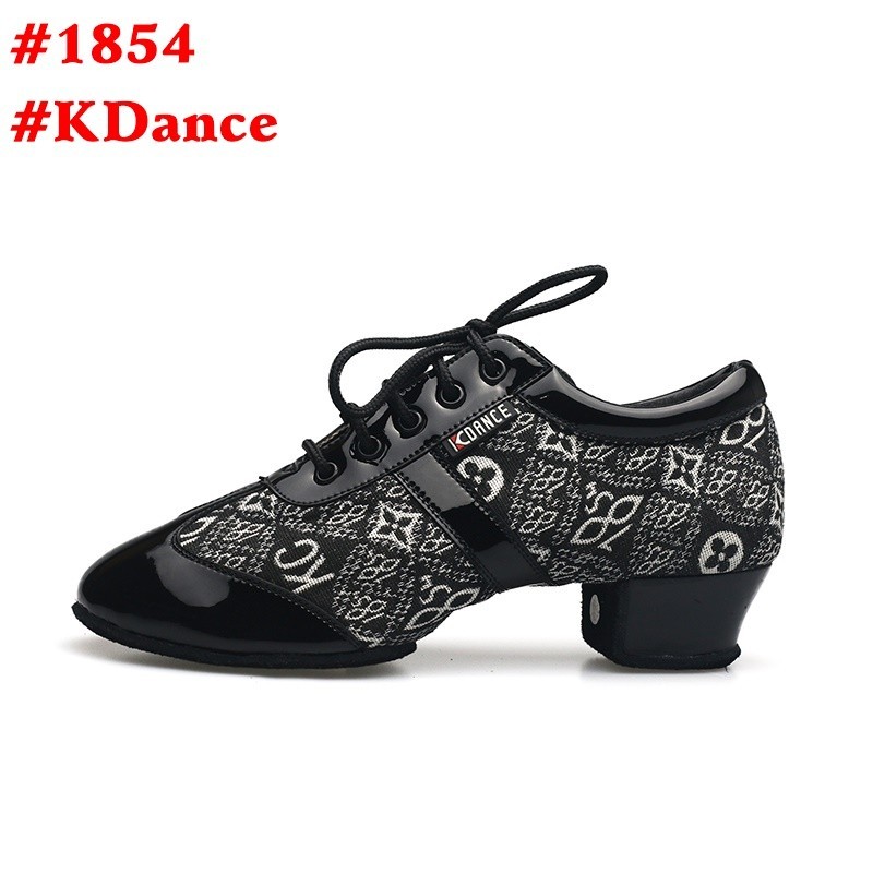 Latin KDance 1854 Rubber Sole Shoes 3ซม . - สีดํา