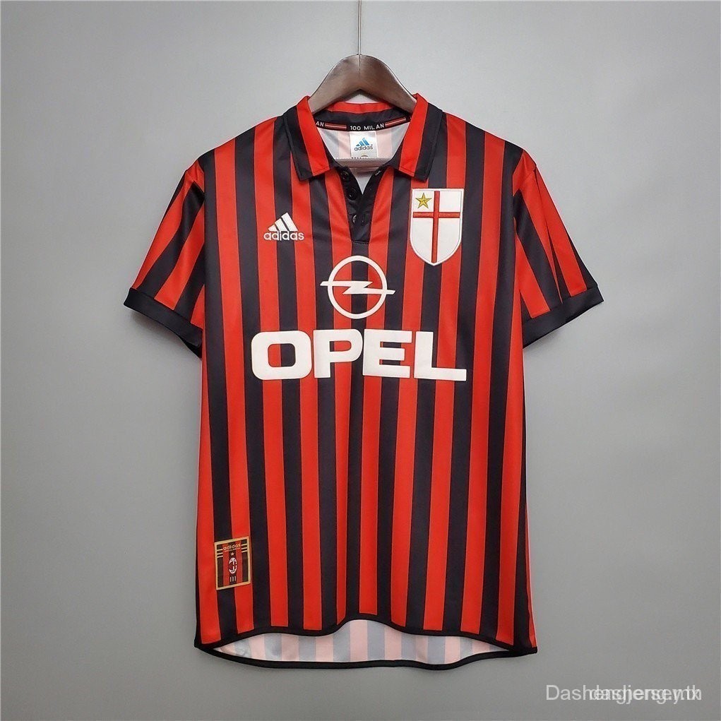 เสื้อเชิ้ต ลาย 1999-2000 AC Milan home คุณภาพสูง สไตล์วินเทจ SX35