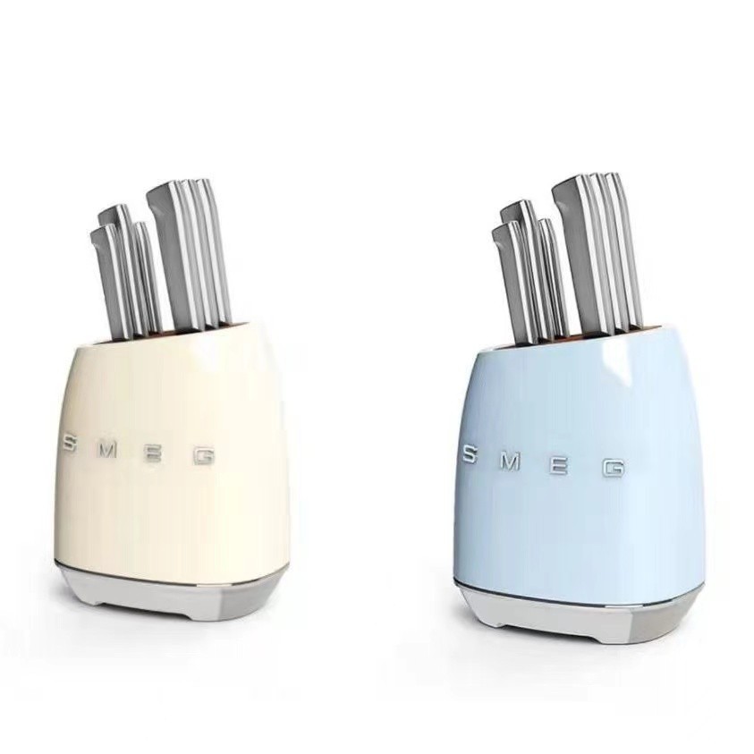 ชุดมีดพร้อมบล็อก รุ่น SMEG Smag Vintage Knife Holder 6-piece เซ็ตมีด สุดมินิมอล