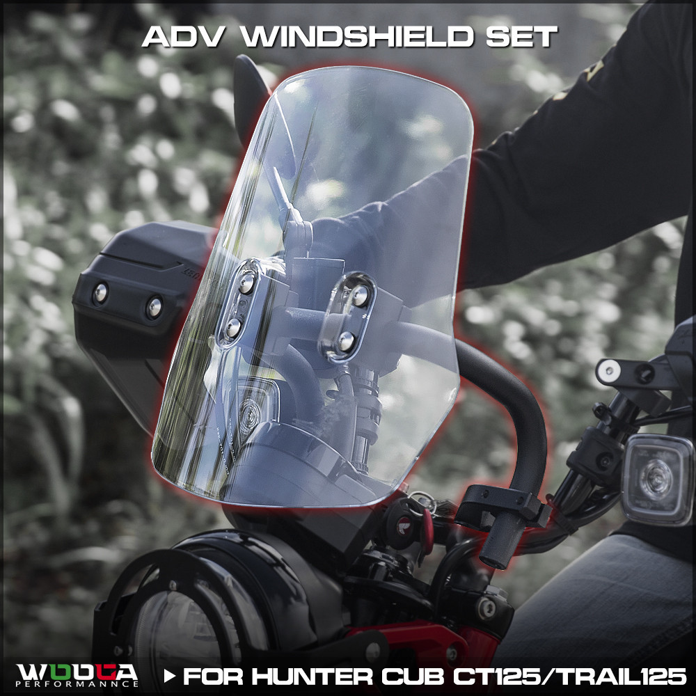 Adv bộ kính dành cho Honda Hunter Cub CT125 JA55 JA65 Trail125 2020‑2025, kính Touring Wind Deflector kèm Mount Bar, mã PG‑1 PG1 PG ONE