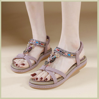 รองเท้าแตะลําลอง พื้นนิ่ม กันลื่น ประดับลูกปัด สวมใส่สบาย ขน…