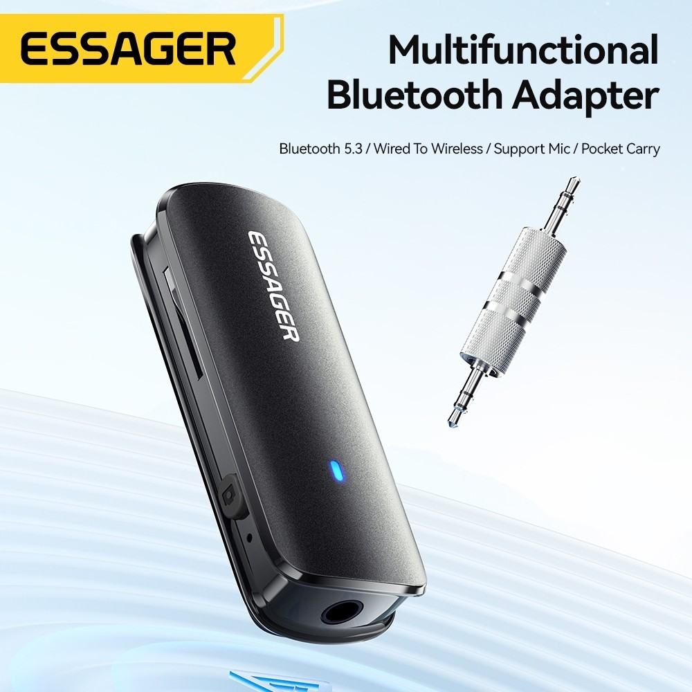 Essager ตัวแปลงบลูทูธ V5.3 Type-C 3.5Mm ช่องบัตร TF สายออดิโอตัวแปลงบลูทูธอเนกประสงค์สำหรับโทรศัพท์แล็ปท็อป
