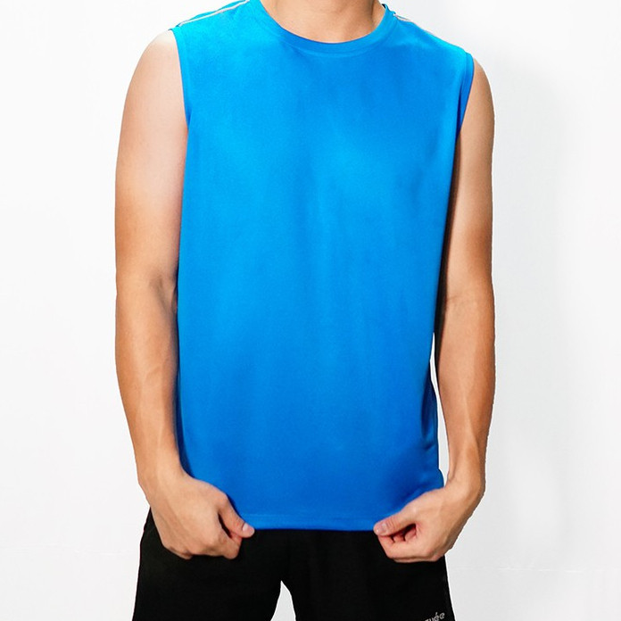 Trijee Sleeve Men Tee Mark Sportswear - สีฟ้า