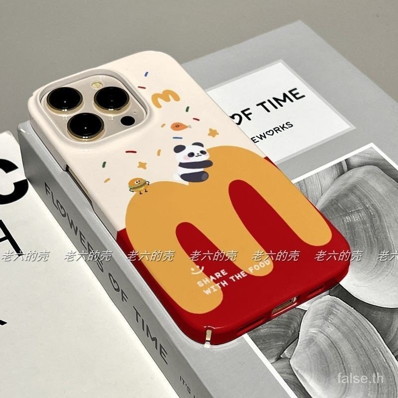 เคสโทรศัพท์มือถือแบบแข็ง กันกระแทก ลายการ์ตูนแพนด้า แฮมเบอร์เกอร์ สําหรับ iPhone 15 Pro Max 14 Pro XR 13 12 ProMax XS Max Unique 8 Plus 11 7 Plus 15 11promax 13promax WMGS