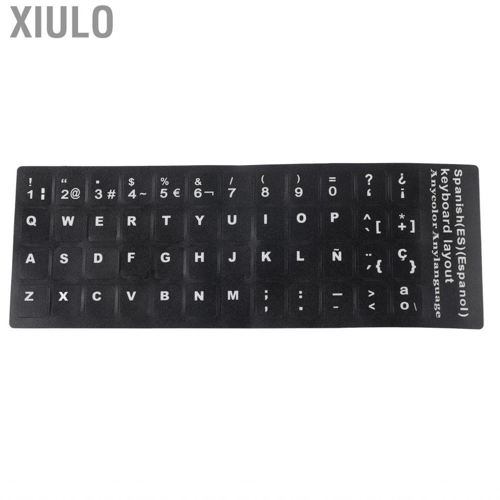 Xiulo Keyboard Sticker  Spanish Universal Language Keyboards Decal Black Background for 10in To 17in Laptop PC Desktop