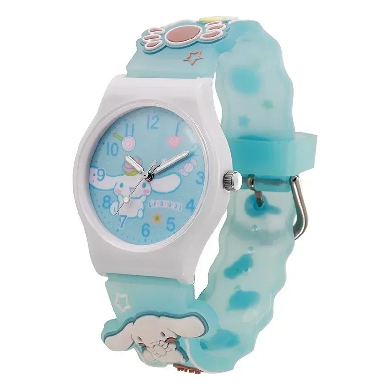 SANRIO นาฬิกาข้อมือควอตซ์ สายซิลิกาเจล กันน้ํา ลายการ์ตูนคิตตี้น่ารัก 3D สําหรับเด็ก