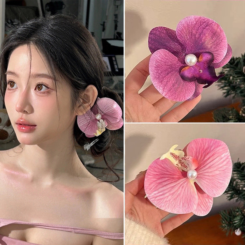 ใหม่ กิ๊บติดผมหน้าม้า รูปดอกกล้วยไม้ ดอกไม้ หรูหรา เครื่องประดับ สําหรับผู้หญิง
