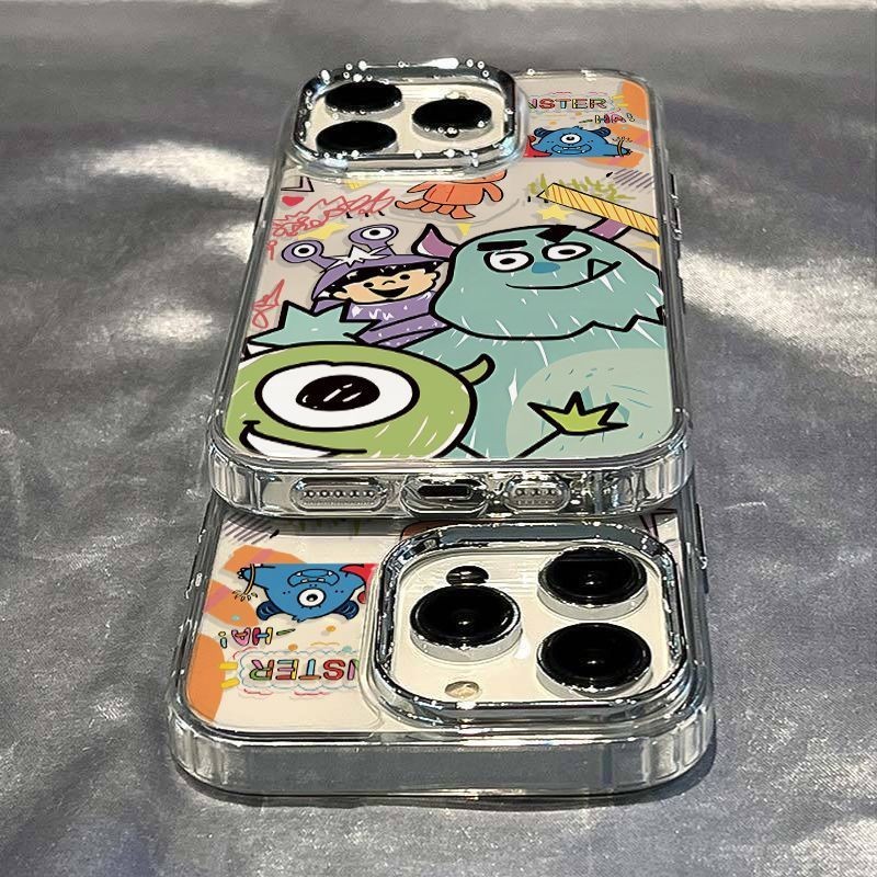 Black Monsters University Collection กล้องโลหะโปร่งใสเหมาะสําหรับ Apple IPHONE 15 14 13 12 11promax/