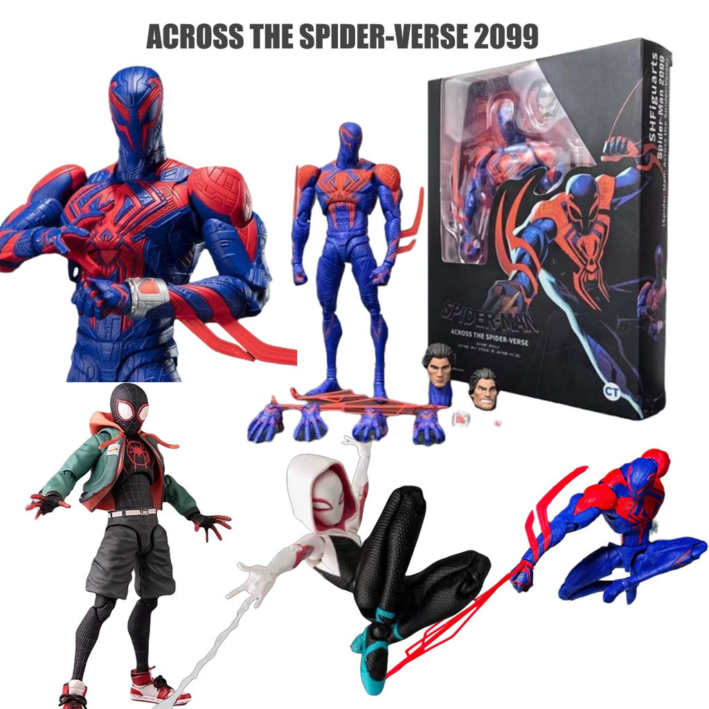 Shf ฟิกเกอร์ SpiderMan 2099 Miguel O'Hara Joint ขยับได้ ของเล่นสําหรับเด็ก