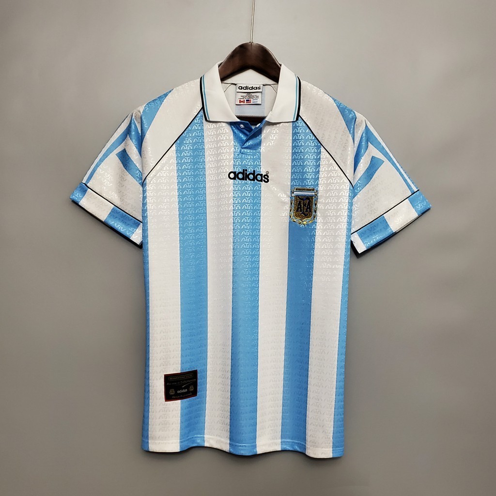 เสื้อกีฬาแขนสั้น ลายทีมชาติฟุตบอล ARG 96-97 ชุดเหย้า สไตล์เรโทร
