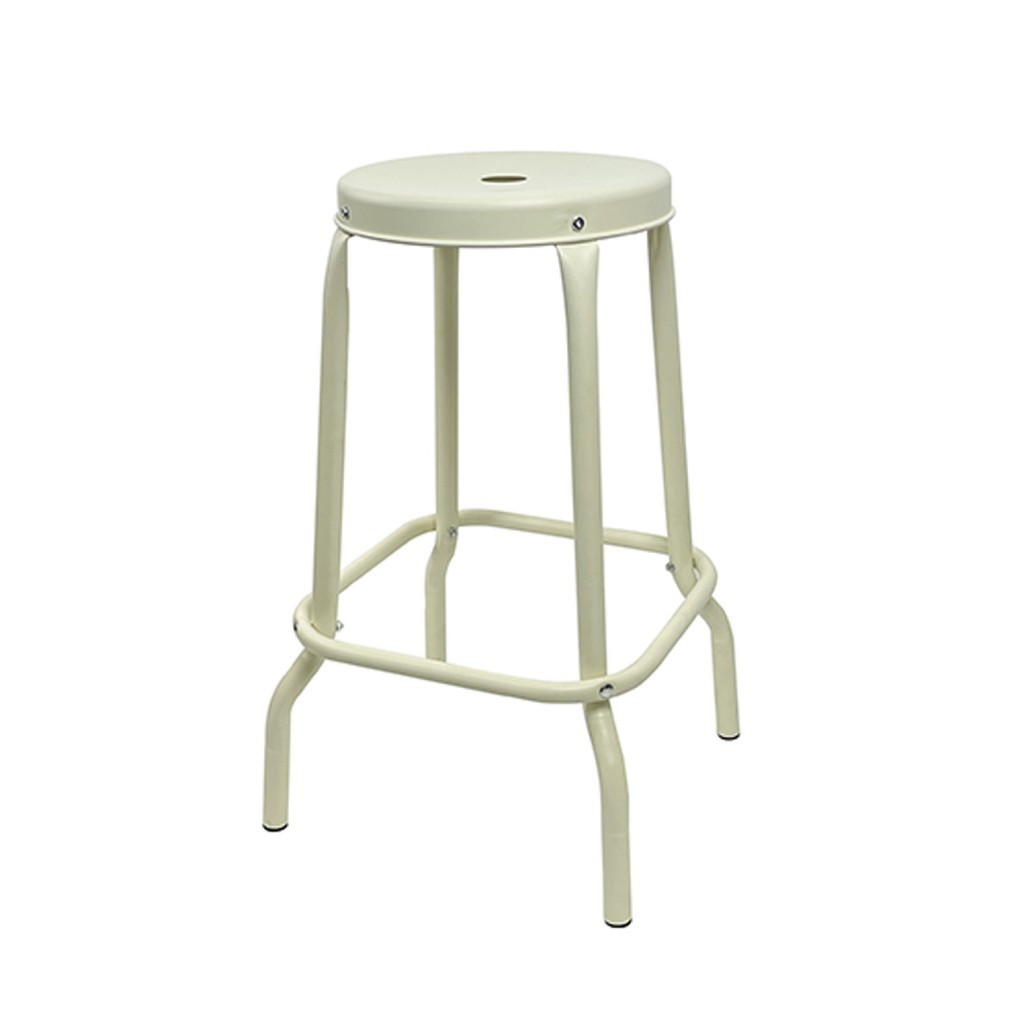 room_shop101 PULITO เก้าอี้บาร์เหล็กหัวโล้น รุ่น ROMA ขนาด 44x44x63 ซม. สีเบจ