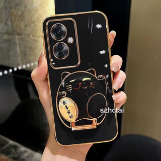 เคสโทรศัพท์ OPPO Reno11F 5G Reno11 5G Reno 11 Pro 5G Reno 8T 8 8Z 5G Reno 7 8 4G Reno7Z 5G เคสโทรศัพท์ เคสโทรศัพท์พร้อมขาตั้งแมวกวัก Gong Xi Fa Cai