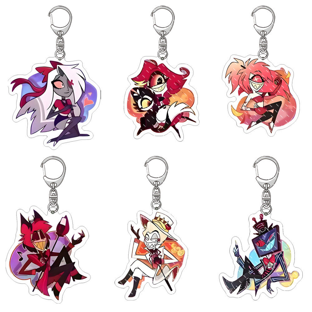 【จัดส่งใน 24 ชั่วโมง】พวงกุญแจอะคริลิค จี้สองด้าน ลายการ์ตูนอนิเมะ Hazbin Hotel