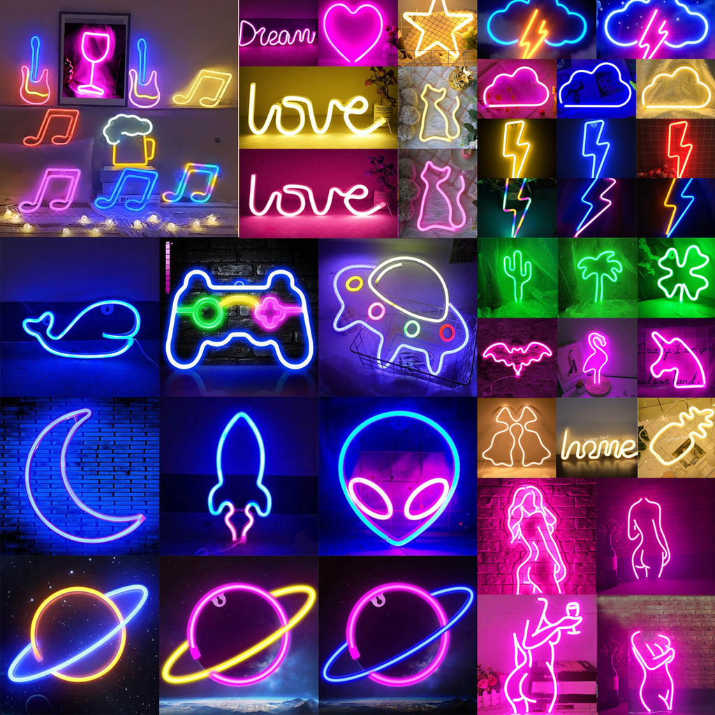 🔥ส่งไว พร้อมส่ง ไฟนีออนแต่งห้อง ไฟนีออน LED ป้ายไฟนีออนโรแมนติก ป้ายไฟนีออน ไฟติดผนังในห้องนอน ใช้ได้ทั้งถ่านและ USB
