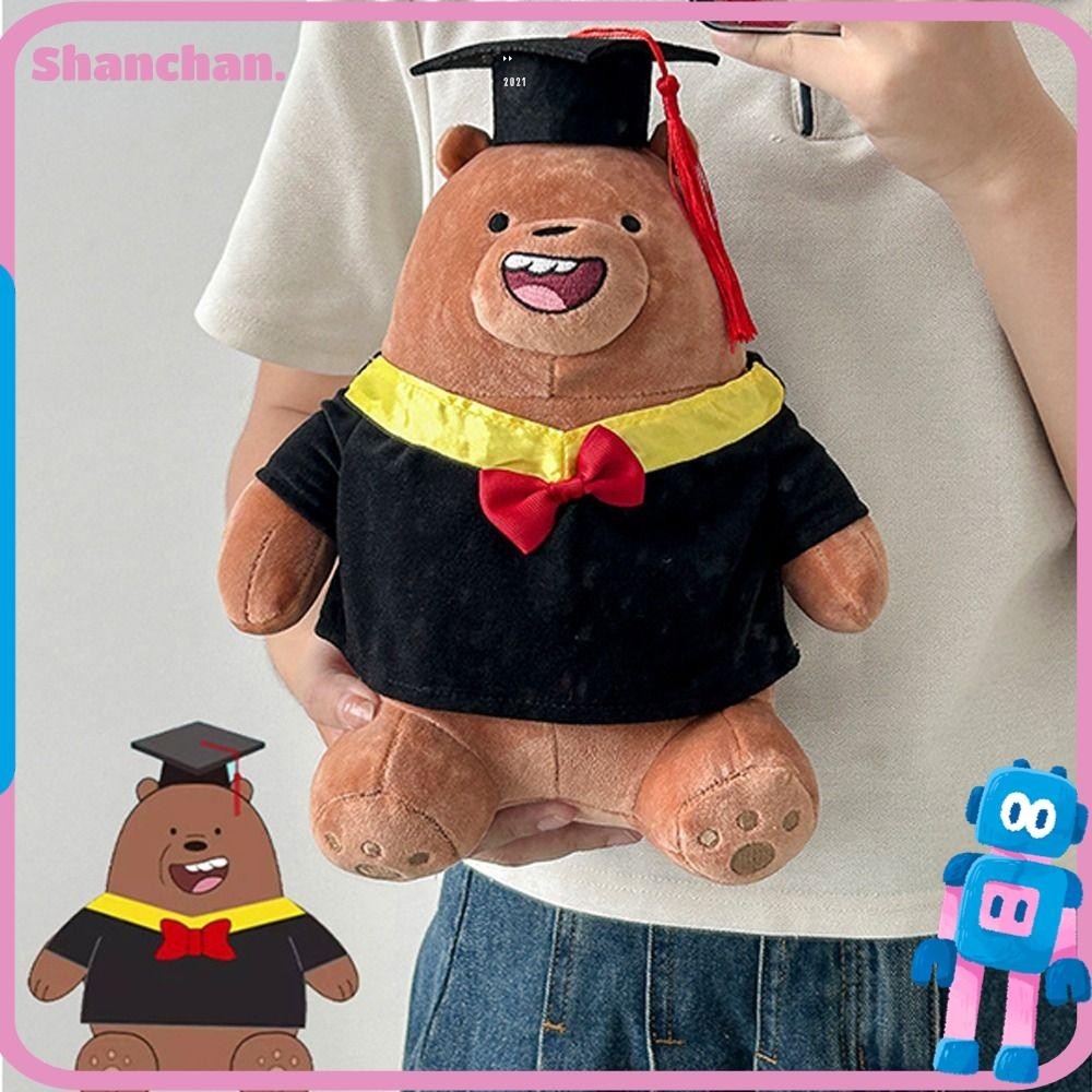 Shanchan ของเล่นตุ๊กตา We Bare Bears Dr. 27 ซม. ตุ๊กตาหมีแพนด้า สําเร็จการศึกษา ฤดูกาล Bare Bear Peluche ของเล่นตุ๊กตาแพนด้ากริซลี่