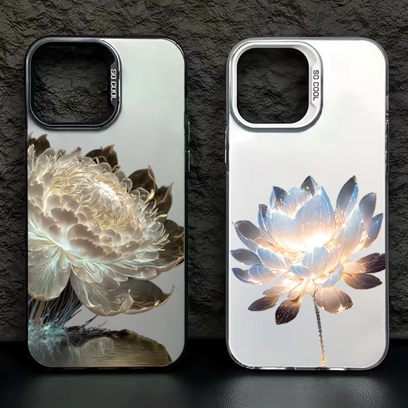 เคสโทรศัพท์มือถือชุบไฟฟ้า กันกระแทก ลายดอกไม้ ดอกบัว สีเงิน สําหรับ Xiaomi Redmi 12C 13C 4G Redmi Note 13 12 Pro Plus 5G 11 4G 12S 11S 10S 10