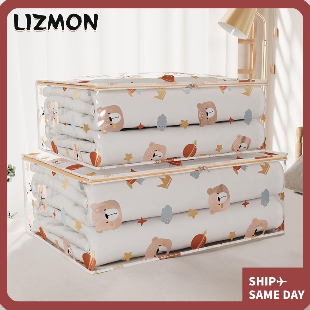 Lizmon กระเป๋าจัดเก็บเสื้อผ้า ผ้าห่ม พิมพ์ลาย สามมิติ กันน้ํา ความจุขนาดใหญ่ กันฝุ่น สําหรับครัวเรือน