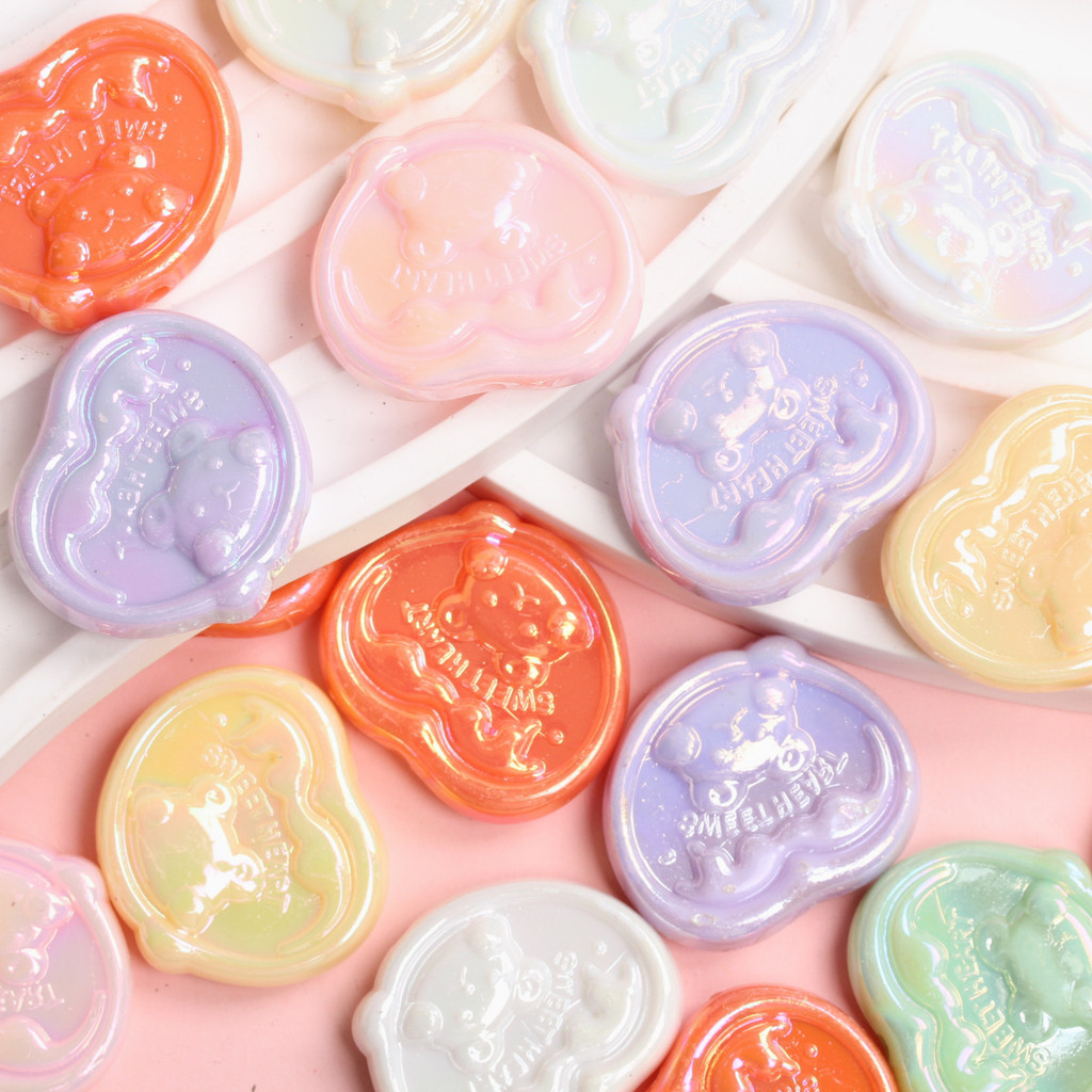 7 ชิ้น 24*28 มิลลิเมตร UV สีชุบหมี Love อะคริลิค DIY เครื่องประดับอุปกรณ์เสริมหัวใจสําหรับสร้อยข้อมือต่างหูทําลูกปัดหลวมลูกปัดวัสดุ