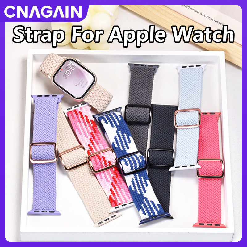 Cnagain สายนาฬิกาข้อมือไนล่อนถัก สีแคนดี้ สําหรับ iWatch Ultra SE 2 Series 9 8 7 6 5 4 3 2 1 Apple Smart Watch 49 มม. 45 มม. 41 มม. 44 มม. 40 มม. 42 มม. 38 มม.