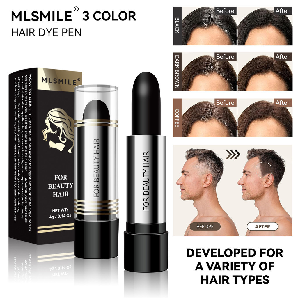 HOT#Spot Goods#MLSMILEExclusive for Cross-Border Disposable Hair Color Pen Cover Gray Hair Sideburns Temporary Hair Dye Lipstick Hair Dyeing Stick4JJ