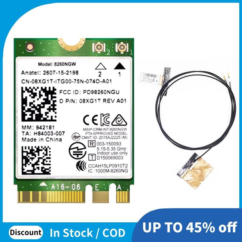 8260 8260NGW การ์ด WiFi + 2XAntenna 2.4G/5Ghz 867M บลูทูธ 4.2 NGFF M.2 WiFi สําหรับ AC 8260