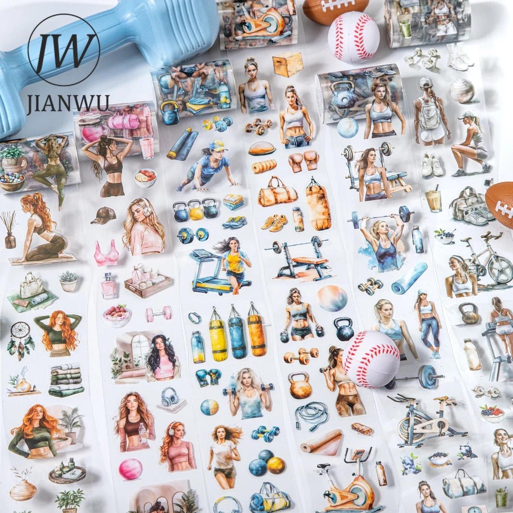 Jianwu 60 มม.* 200 ซม.Self-regulated Life Series Vintage สาวภูมิทัศน์วัสดุ Collage PET เทป Creative Journal เครื่องเขียน
