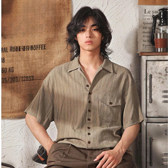 ซุยโคเนะ ญี่ปุ่นย้อนยุคผ้าม่านเสื้อแขนสั้นฤดูร้อนสบายๆหลวมเสื้อบาง