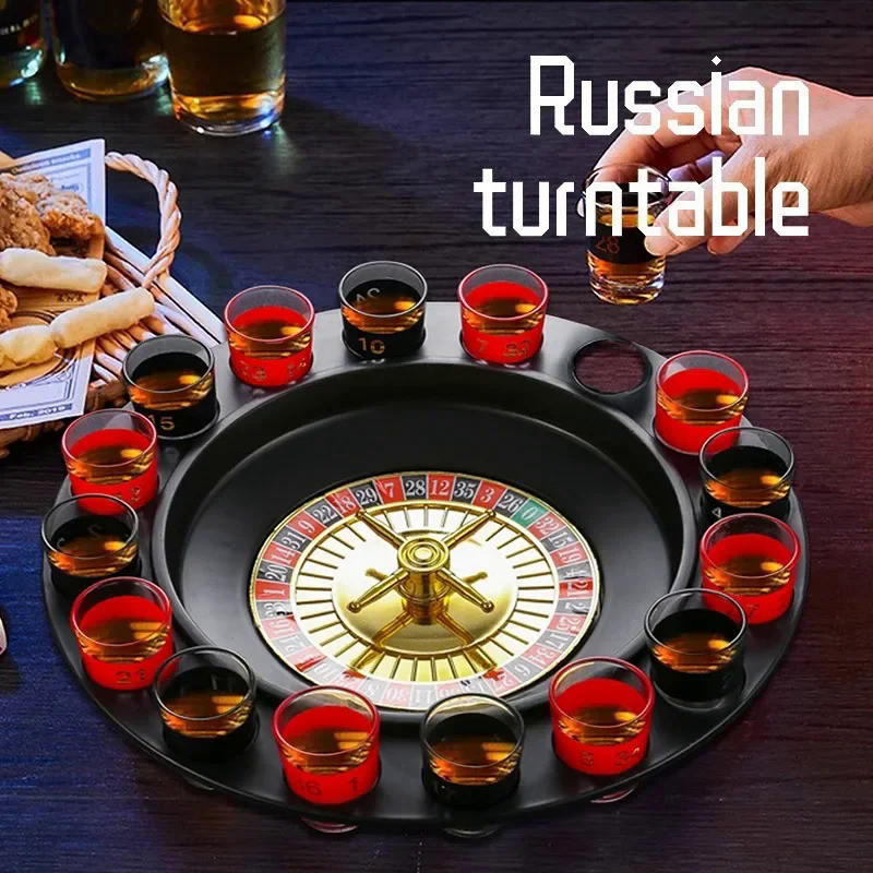 Bar Russian Turntable Game Can Hold 16 Glasses Party Game Wine Glass Casino Roulette Game Party Ente