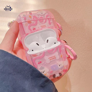 ลูกสุนัขสีชมพูไล่เฉด แอร์พอด 1 2 3 แอร์พอด 4 มือโปร 2 สีชมพูบลูทูธไร้สายหูฟังป้องกันการสูญหายชุดหูฟังฝาครอบป้องกัน