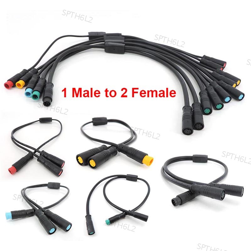 กันน้ํา Y Splitter E-bike m8 2/3/4/5/6 Pin 1 ชาย 2 ทิศทางหญิงสายไฟสําหรับเซนเซอร์สาย TH6L2