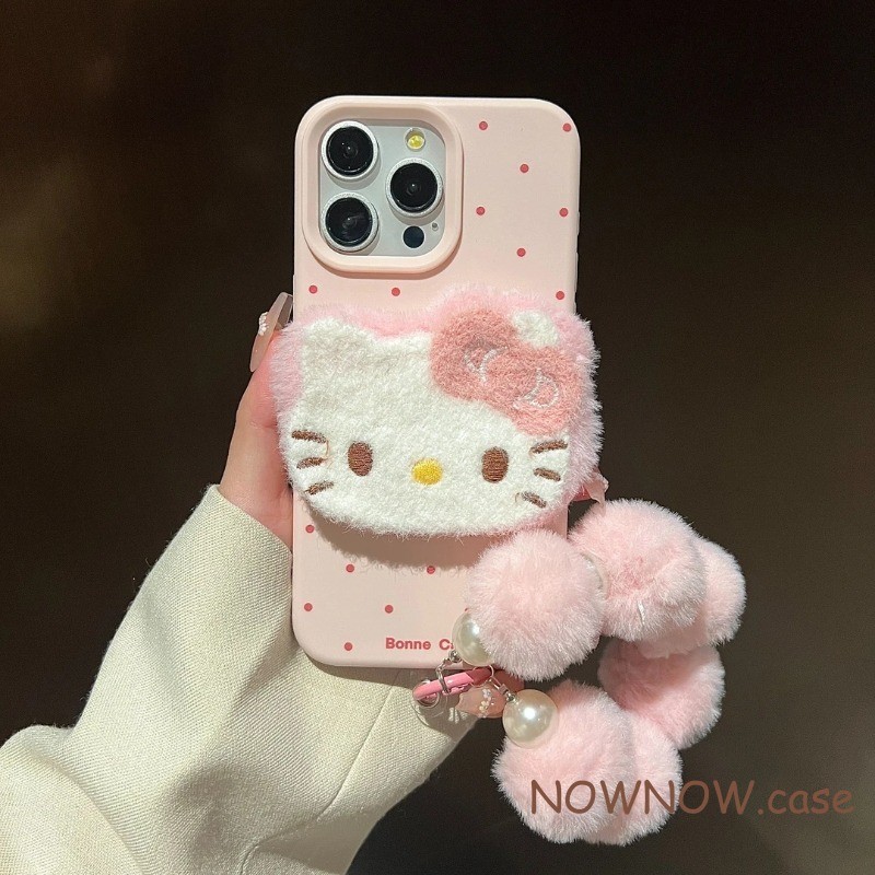 Iphone 16 15 14 13 12 11 Pro Max X XR XS Max 7 8 Plus INS ตุ๊กตาสีชมพู 3D Hello Kitty Girl เคสโทรศัพท์ปกอ่อน