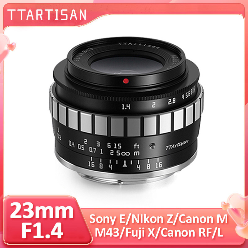 TTArtisan 23mm F1.4 APS-C รูรับแสงขนาดใหญ่โฟกัสเลนส์มุมกว้างเลนส์เอกสารอย่างรวดเร็วสําหรับกล้อง Sony