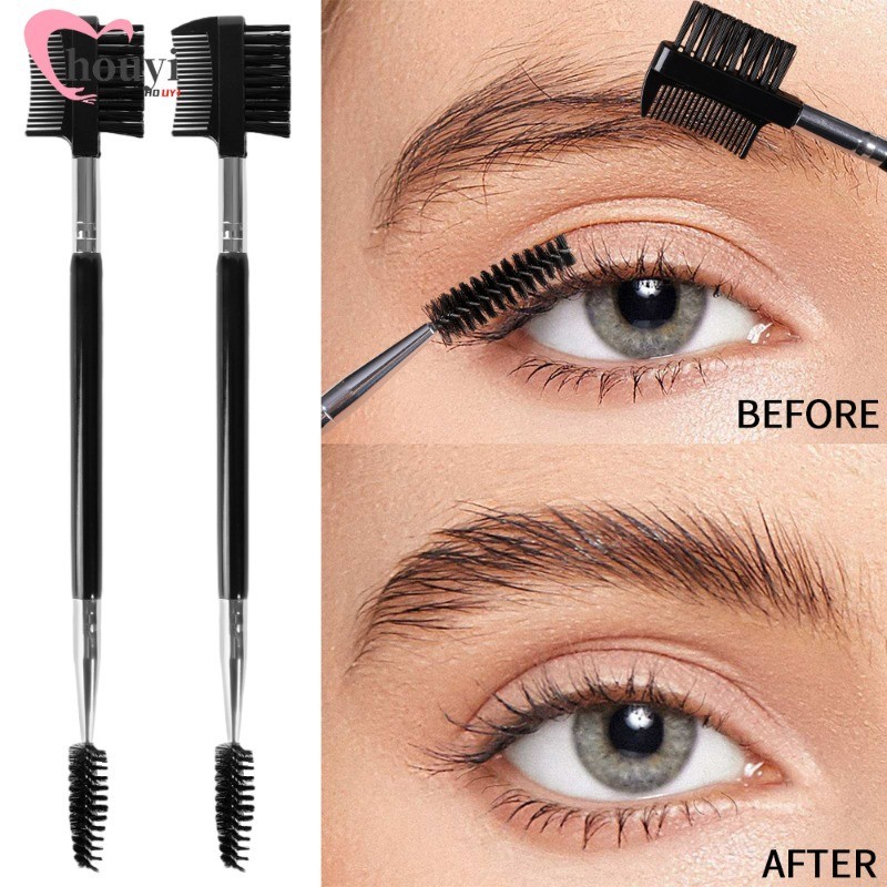แปรงแต่งหน้ามืออาชีพ - มัลติฟังก์ชั่ขนตา Shaper มาสคาร่า Applicator - เครื่องมือความงามแต่งหน้าสองหัวขนตาหวีแปรงคิ้ว