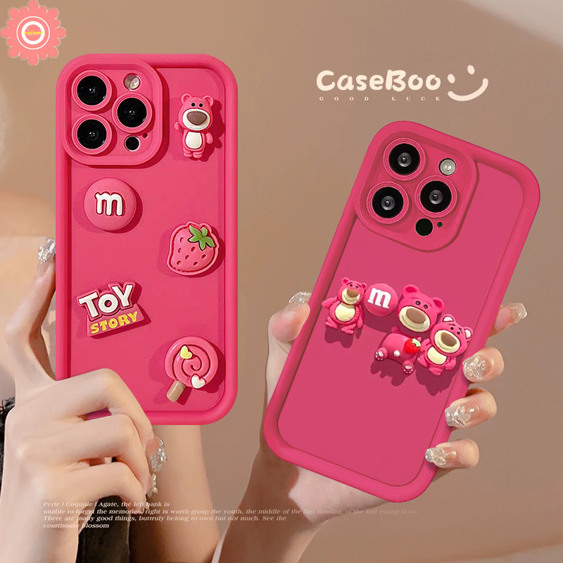 MATA MERAH Sunflower Red Rose ตุ๊กตา 3D สตรอเบอร์รี่หมีLotso กรณี Lollipop สําหรับ Realme 11 5 9i 5i