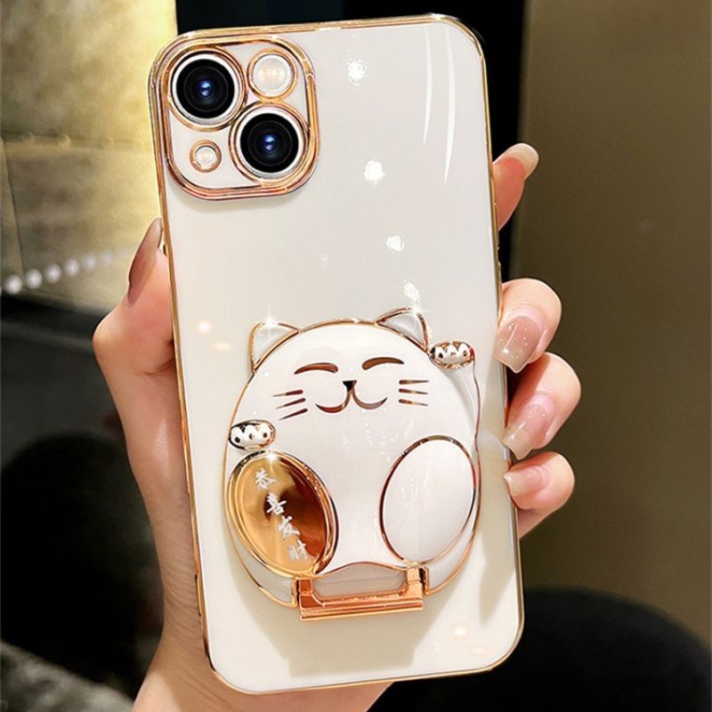 เคสโทรศัพท์ iphone 13 iphone 13 pro iphone 13 pro max เคสโทรศัพท์ เคสโทรศัพท์พร้อมขาตั้งแมวกวัก Gong
