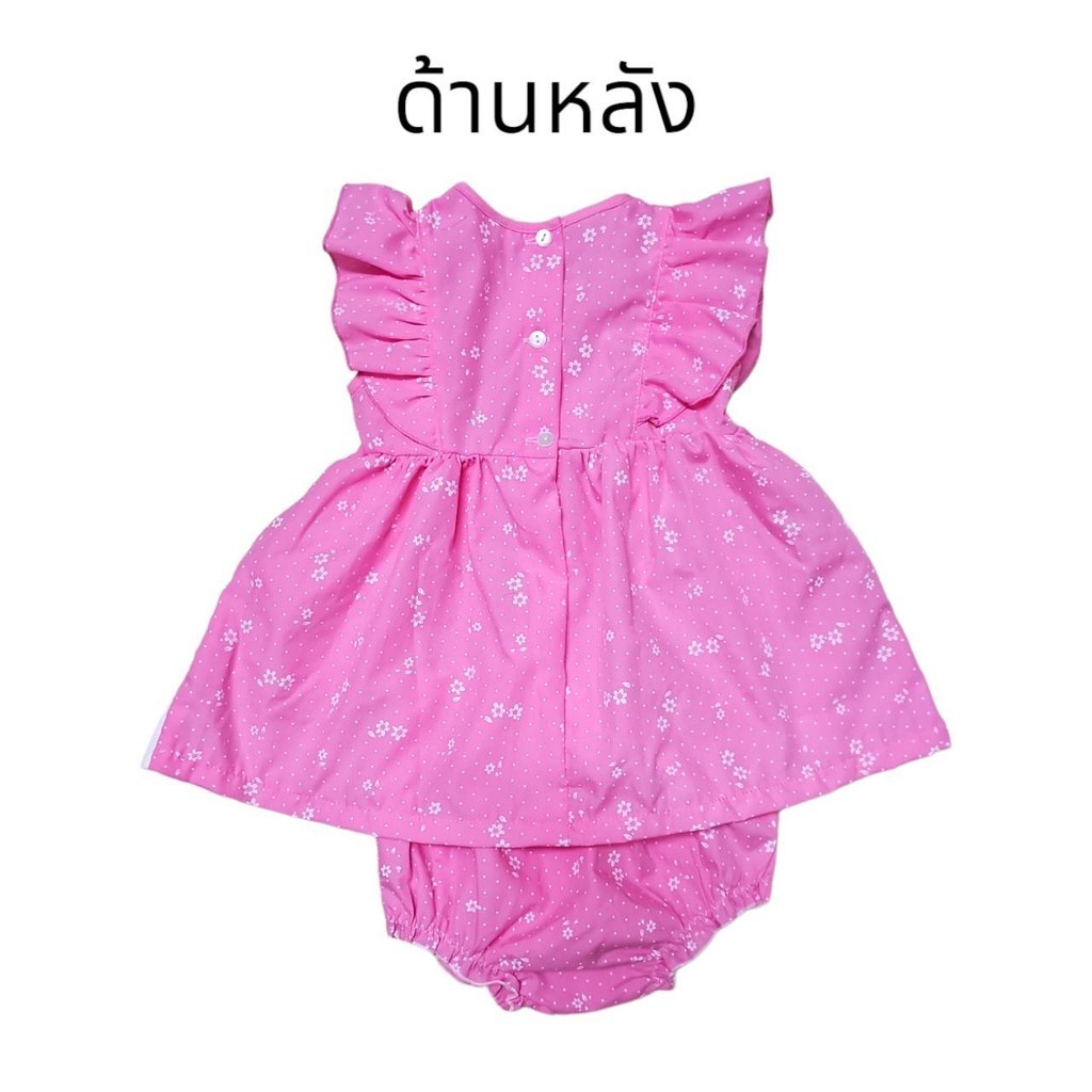ชุดกระโปรงเด็ก+กางเกงใน 0-12 เดือน ผ้าฝ้ายมัสลิน ลายดอกไม้ หวานๆ ชุดเด็กผู้หญิง BAB0019 - รูปที่ 5