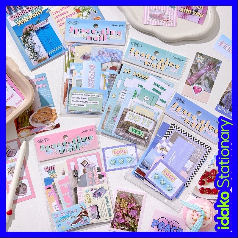สติกเกอร์ ลายตัวอักษร Time Space Mailing Series สไตล์เกาหลี 4 แบบ SS564 30 แผ่น