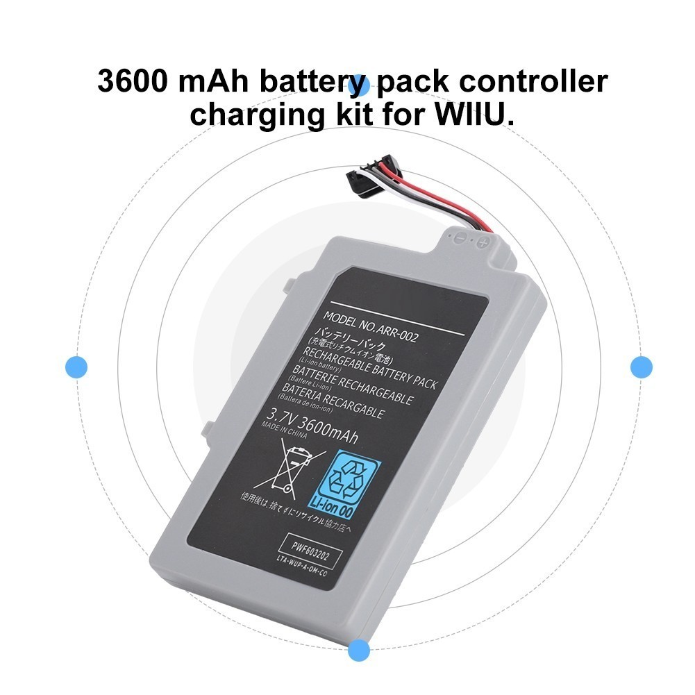 LZ2 3.7V 3600mAh การเปลี่ยนการชาร์จแบตเตอรี่ในตัวสำหรับด้ามจับคอนโทรลเลอร์ WIIU