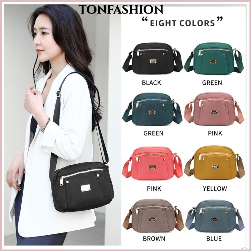 Tonfashion กระเป๋าเป้สะพายหลัง กระเป๋าสะพายไหล่ กระเป๋าเมสเซนเจอร์ ไนล่อน สไตล์วินเทจ 8 สี