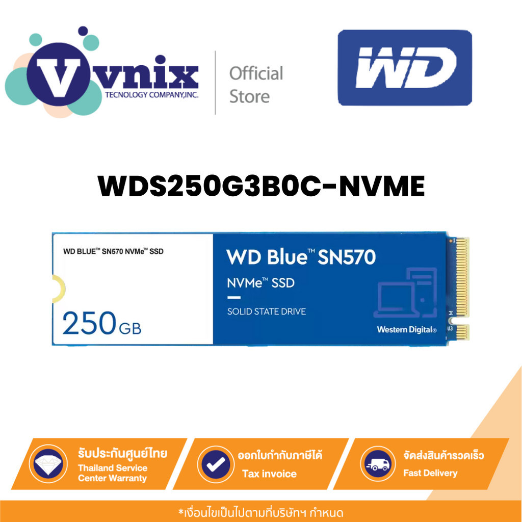 WDS250G3B0C-NVME WD SSD BLUE NVME 250GB SN570 By Vnix Group