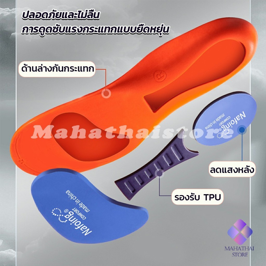 Mahathai แผ่นพื้นรองเท้า ดูดซับแรงกระแทก แบบนิ่ม ยืดหยุ่นสูง  สําหรับรองเท้ากีฬา Sports insole