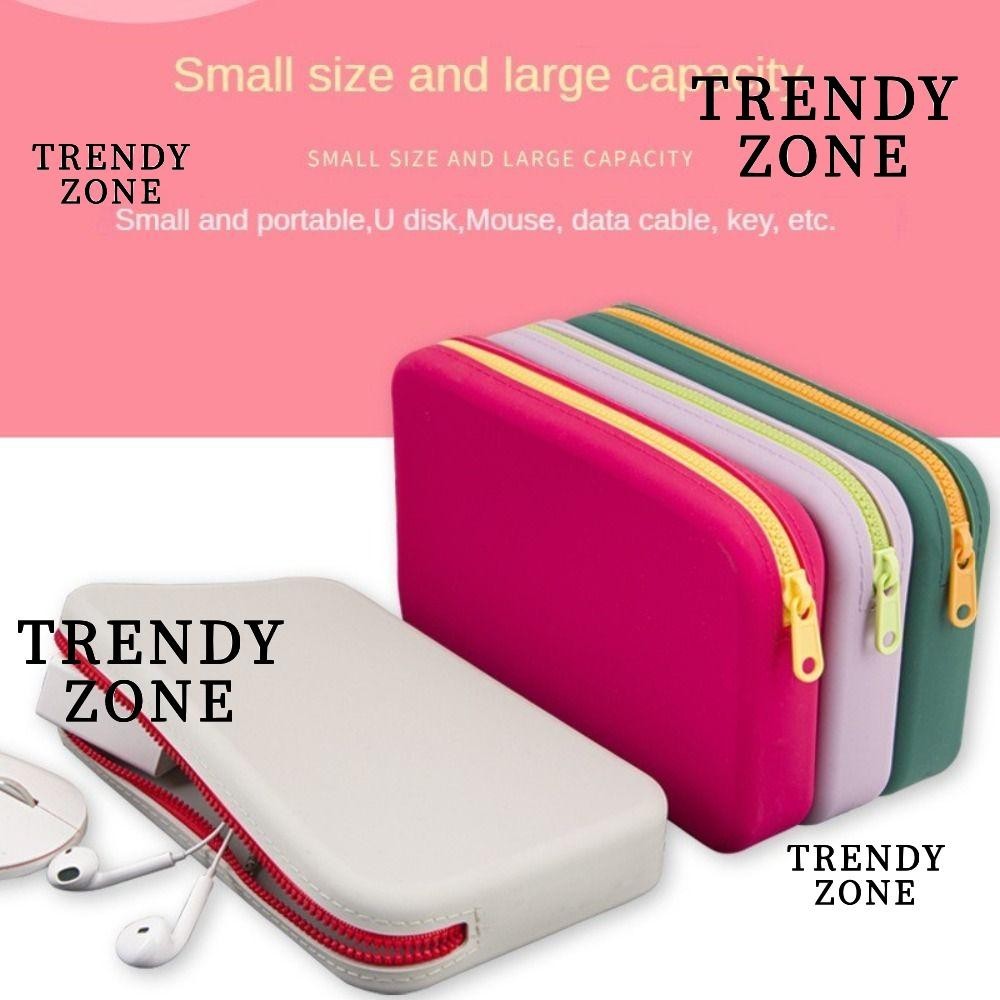 Trendyzone กระเป๋าใส่แปรงแต่งหน้า ซิลิโคน กันน้ํา ทรงสี่เหลี่ยม มีซิป ความจุขนาดใหญ่ แบบพกพา สําหรับเดินทาง