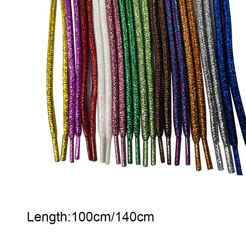 เชือกผูกรองเท้า ทรงกลม ขนาด 4 มม. สีทอง แฟชั่นสําหรับเด็กผู้หญิง จํานวน 1 คู่