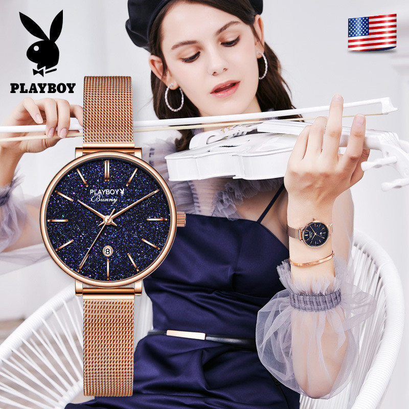 Playboy Watch 2013 (ของแท้ 100%) นาฬิกาข้อมือควอตซ์ กันน้ํา ระดับไฮเอนด์ ของขวัญวันวาเลนไทน์ สําหรับผู้หญิง